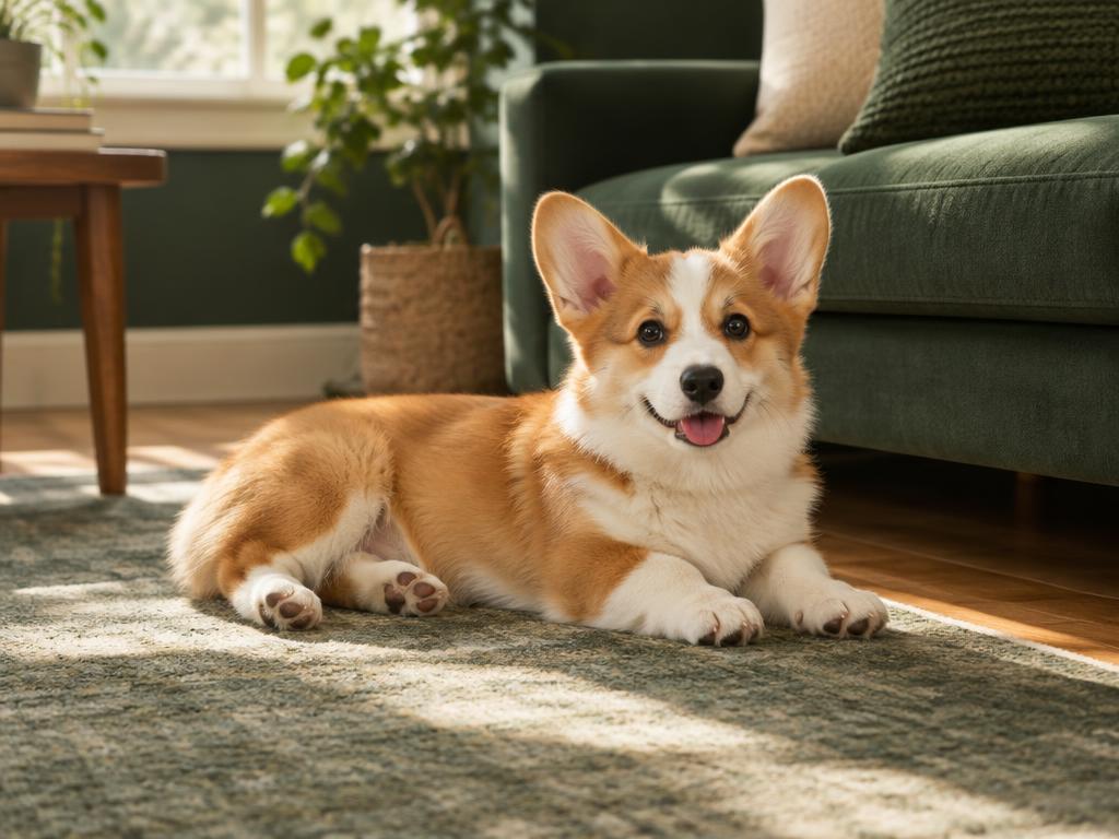 Cachorro Corgi Pembroke en casa